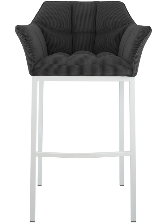 Taburete de bar Damaso W Cord con estructura de 4 pies, gris oscuro