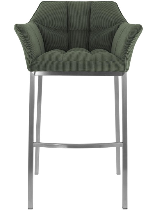 Taburete de bar Damaso E Cord con estructura de 4 pies, verde