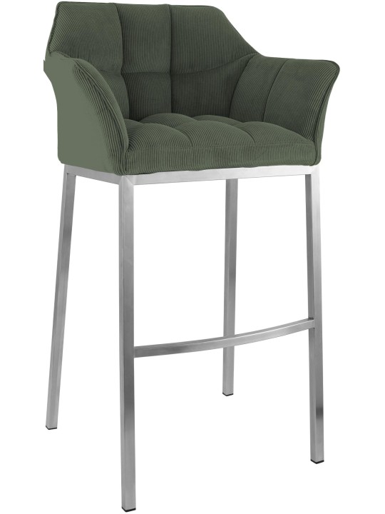 Taburete de bar Damaso E Cord con estructura de 4 pies, verde