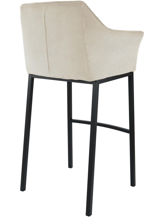 Taburete de bar Damaso B Cord con estructura de 4 pies, crema