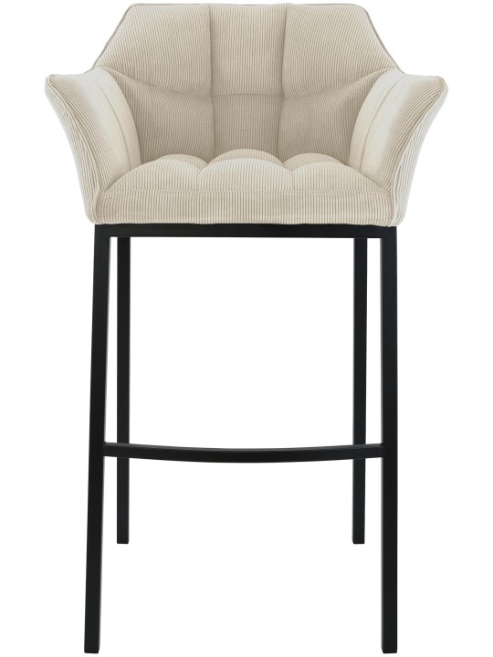 Taburete de bar Damaso B Cord con estructura de 4 pies, crema