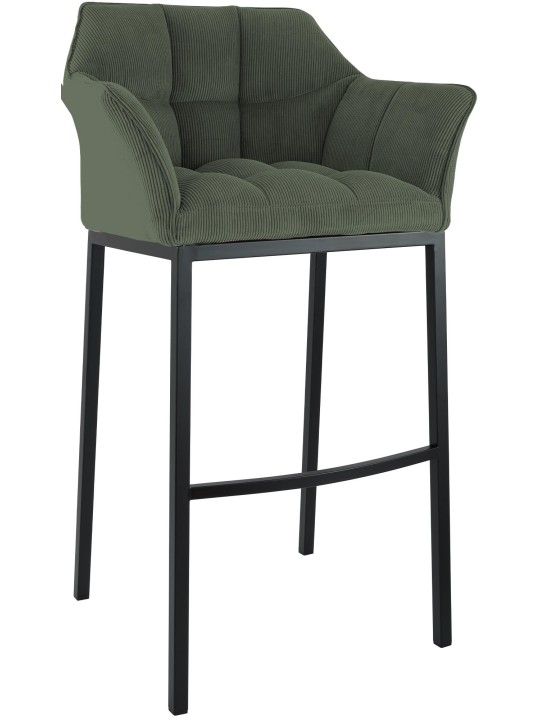 Taburete de bar Damaso B Cord con estructura de 4 pies, verde Taburete de bar Damaso B Cord con estructura de 4 pies, verde