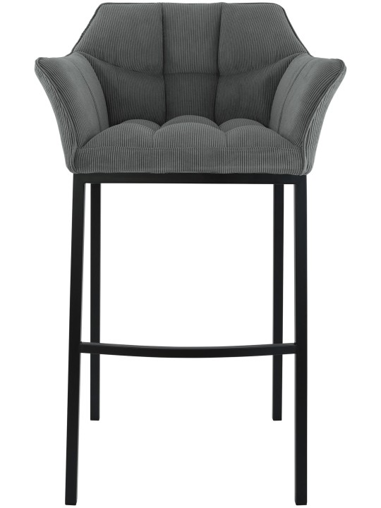 Taburete de bar Damaso B Cord con estructura de 4 pies, gris