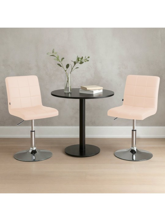 Silla Ricky símil piel, crema