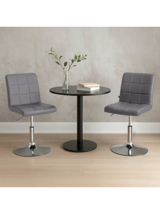 Silla Ricky símil piel, gris