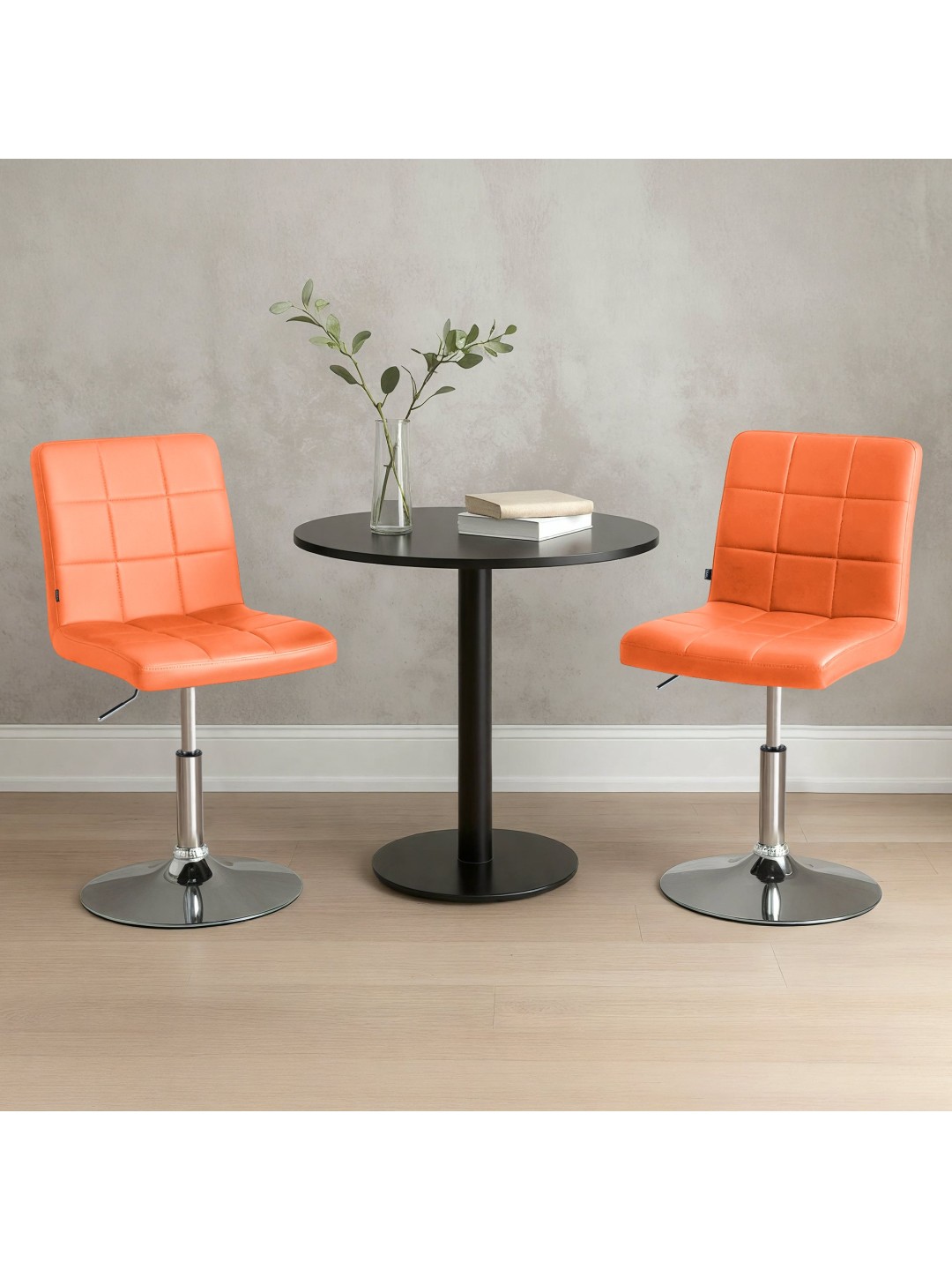 Silla Ricky símil piel, naranja