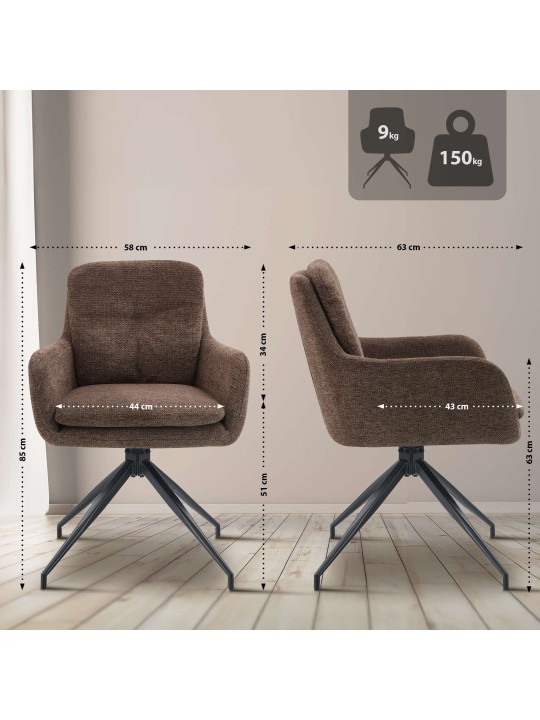 Silla de comedor tela Pickett, marrón Silla de comedor tela Pickett, marrón