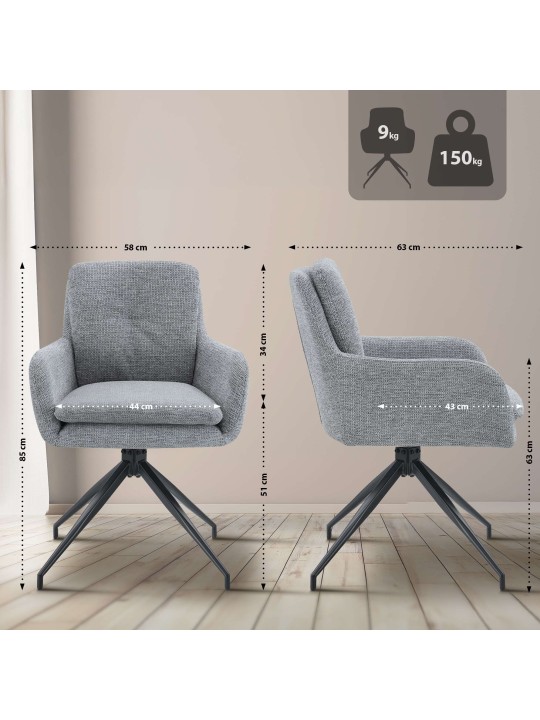 Silla de comedor tela Pickett, gris Silla de comedor tela Pickett, gris