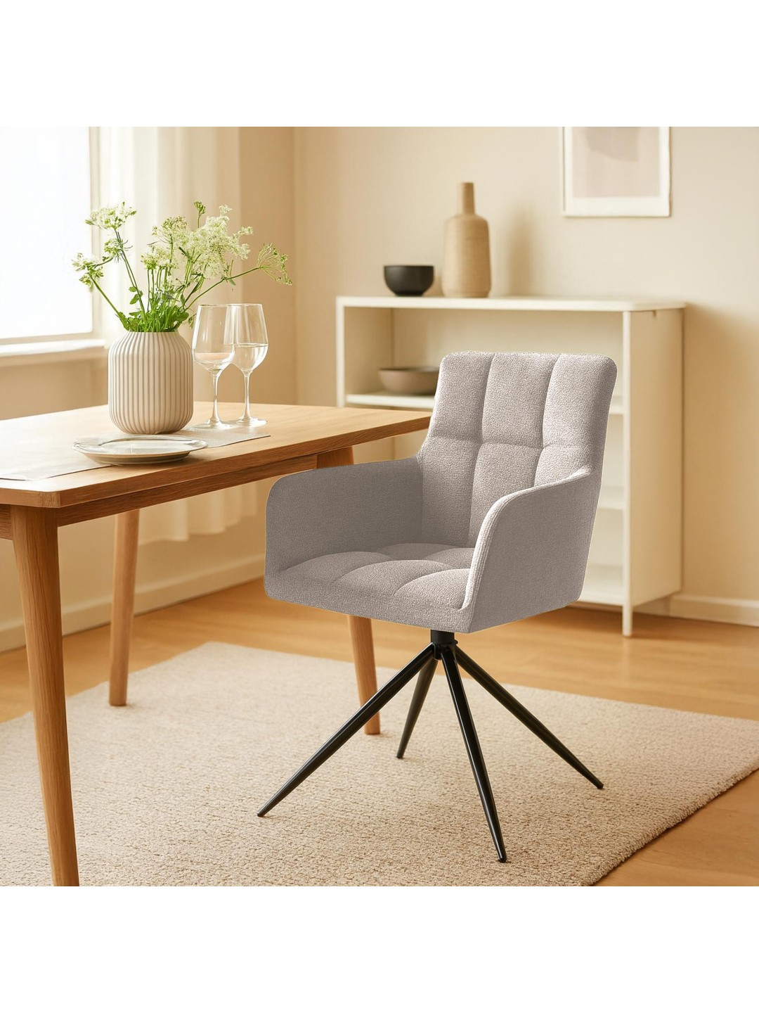 Juego de 2 sillas de comedor tela Jonah, taupe