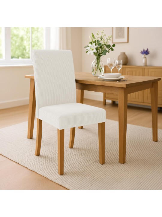 Juego de 2 sillas de comedor Ina Cord luz antigua, crema