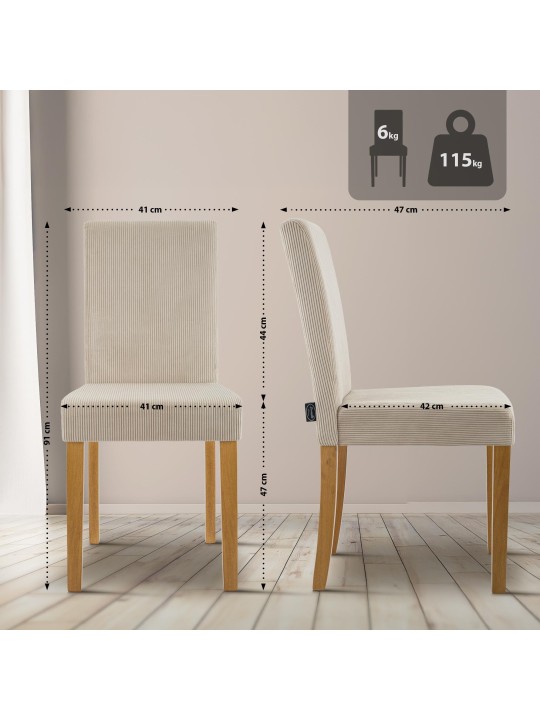 Juego de 2 sillas de comedor Ina Cord luz antigua, marrón claro