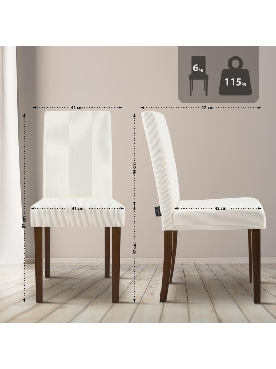 Juego de 2 sillas de comedor Ina Cordón antiguo oscuro, crema