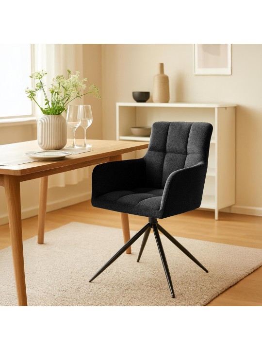 Juego de 2 sillas de comedor tela Jonah, negro Juego de 2 sillas de comedor tela Jonah, negro