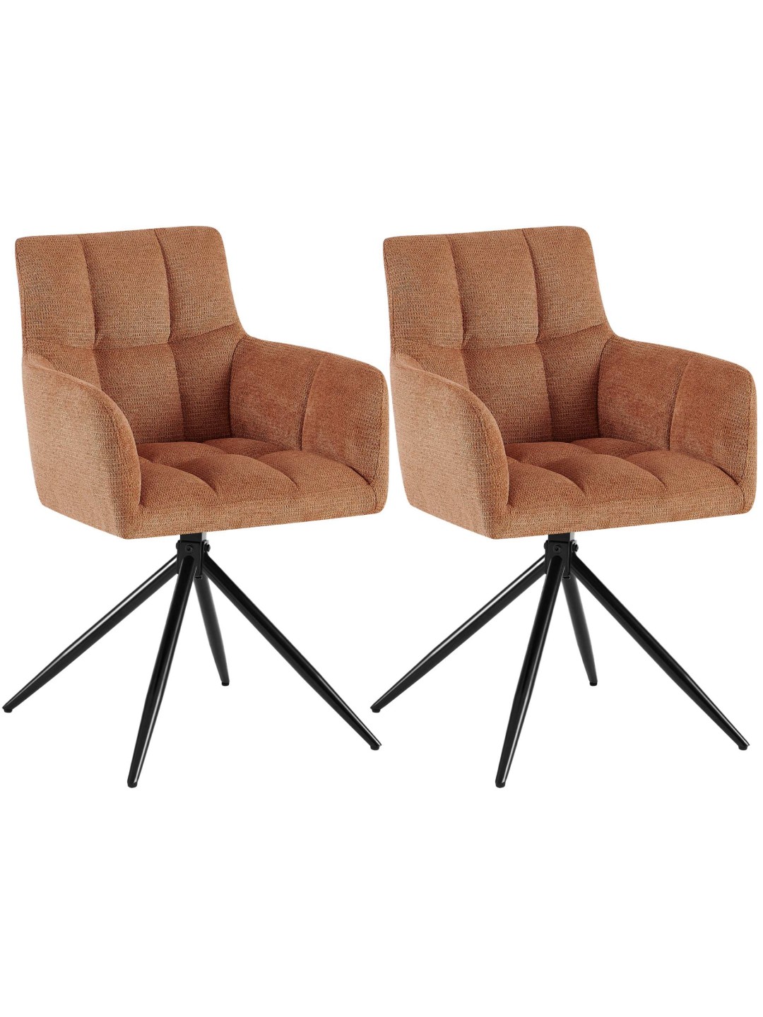 Juego de 2 sillas de comedor tela Jonah, naranja