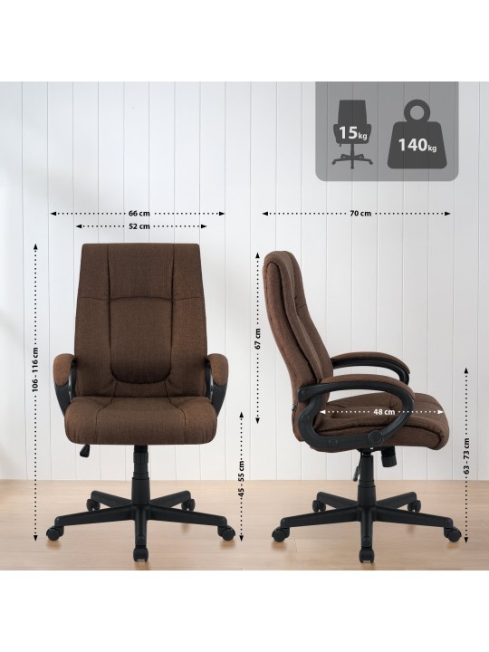 Silla de oficina XL Sparta tela, marrón