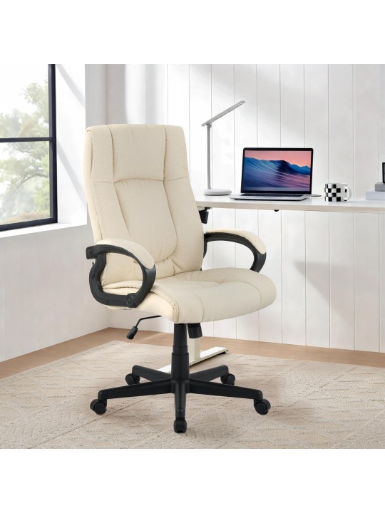 Silla de oficina XL Sparta tela, crema