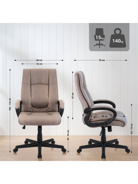 Silla de oficina XL Sparta tela, taupe