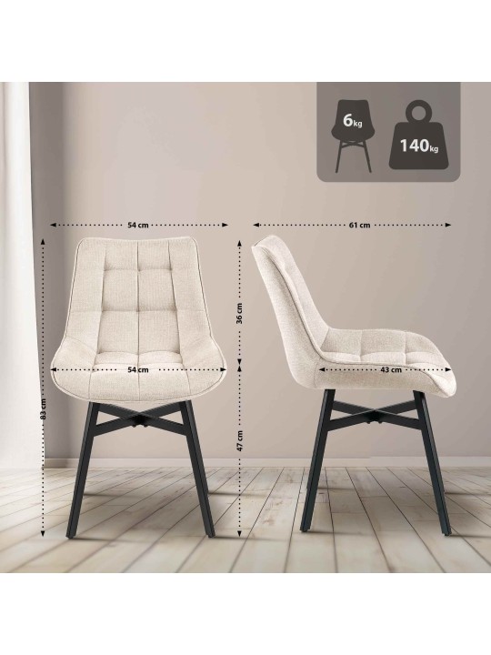 Silla Colby tela, crema