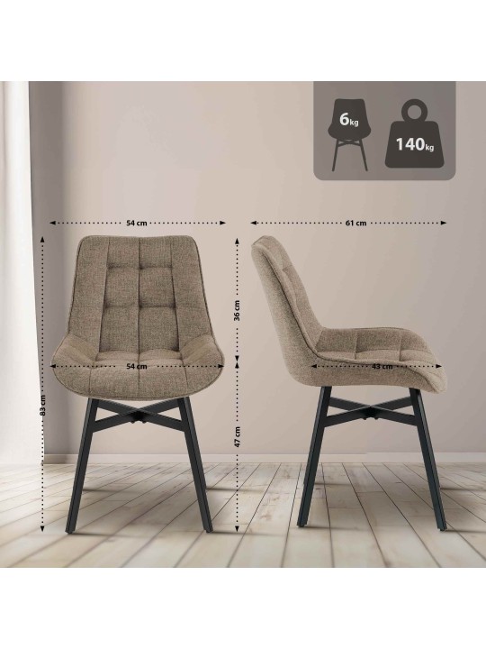 Silla Colby tela, taupe