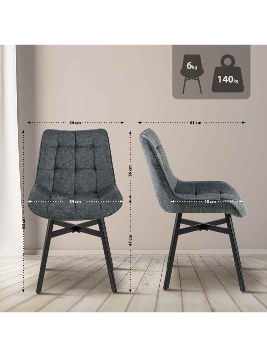 Silla Colby tela, gris oscuro