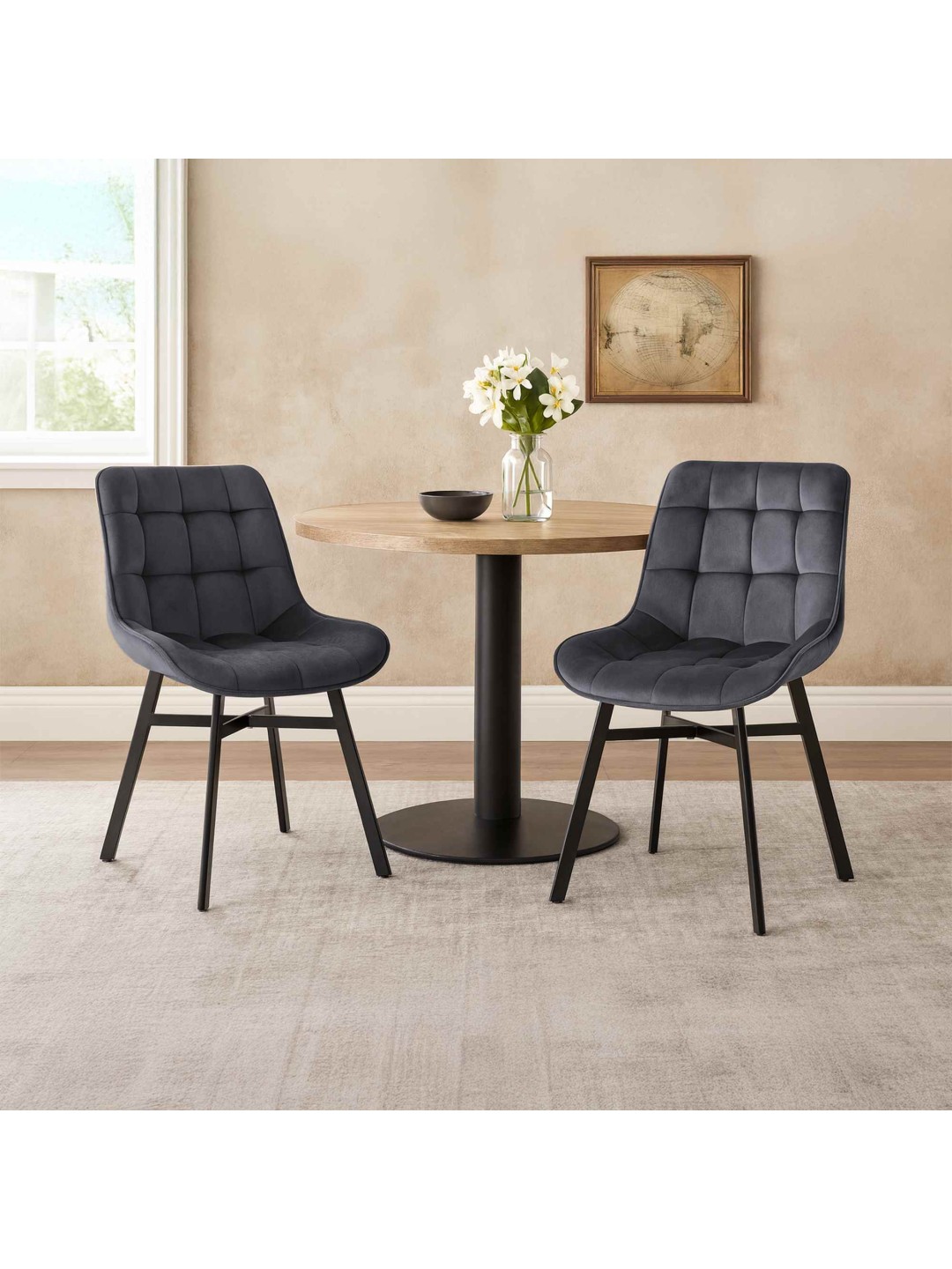 Silla Colby Terciopelo, gris oscuro