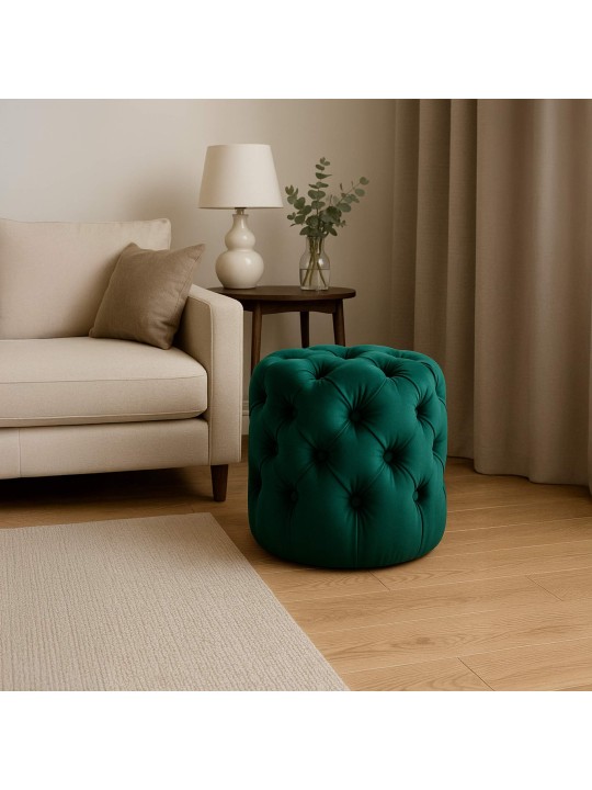 Taburete Drancy Terciopelo M, verde oscuro