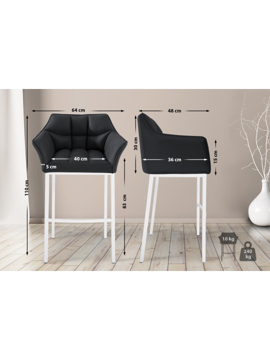 Taburete de bar Damaso con estructura de 4 pies, negro Taburete de bar Damaso con estructura de 4 pies, negro