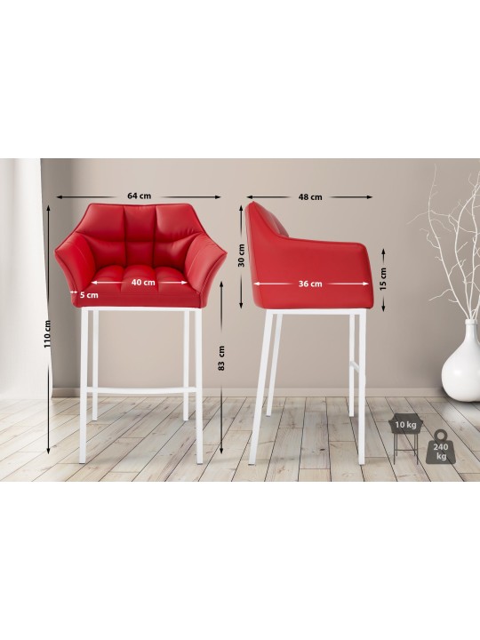 Taburete de bar Damaso con estructura de 4 pies, rojo