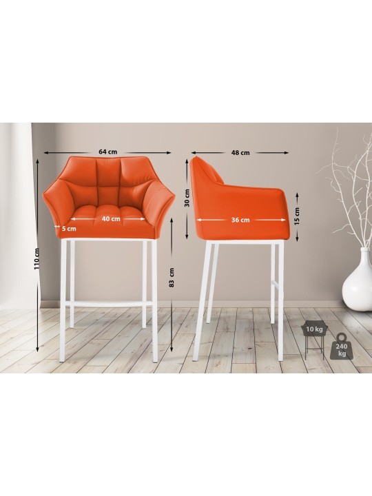 Taburete de bar Damaso con estructura de 4 pies, naranja Taburete de bar Damaso con estructura de 4 pies, naranja