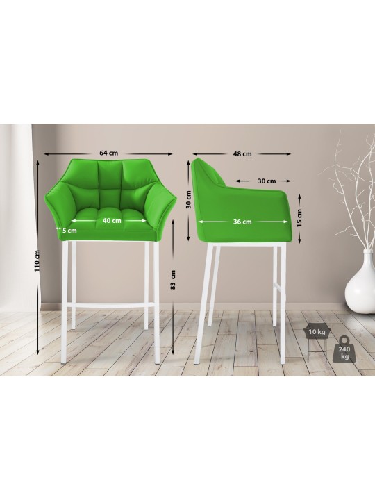 Taburete de bar Damaso con estructura de 4 pies, verde