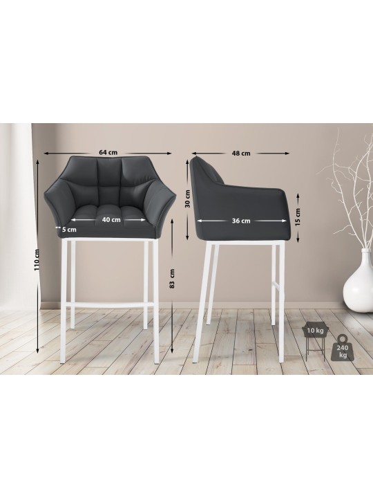 Taburete de bar Damaso con estructura de 4 pies, gris