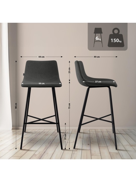 Taburete de bar Altona tela, gris oscuro Taburete de bar Altona tela, gris oscuro