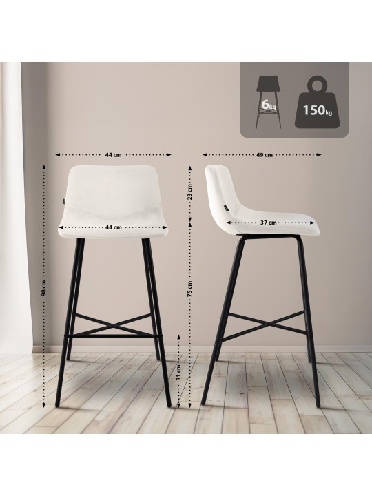 Taburete de bar Altona terciopelo, crema Taburete de bar Altona terciopelo, crema