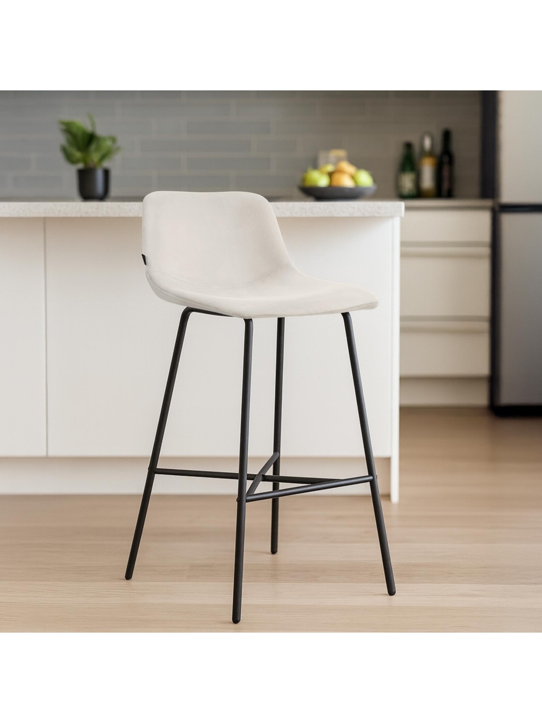 Taburete de bar Altona terciopelo, crema