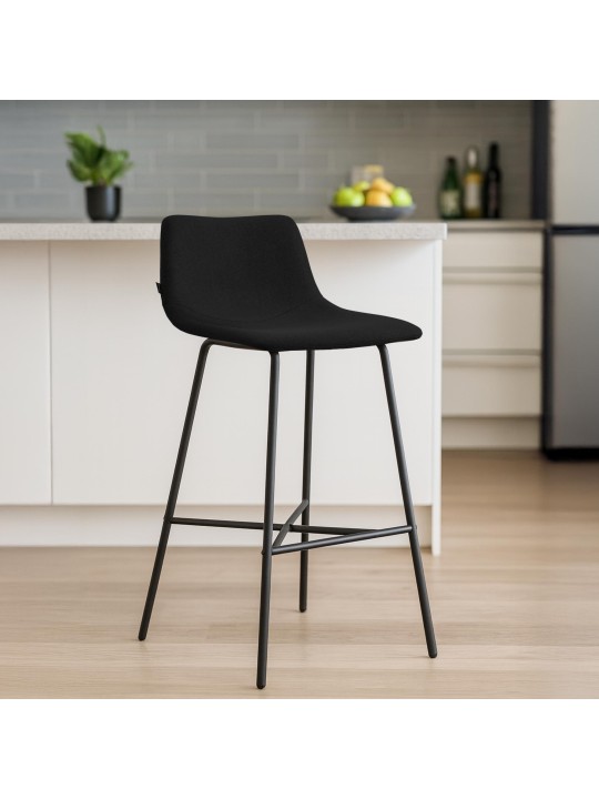 Taburete de bar Altona tela, negro Taburete de bar Altona tela, negro