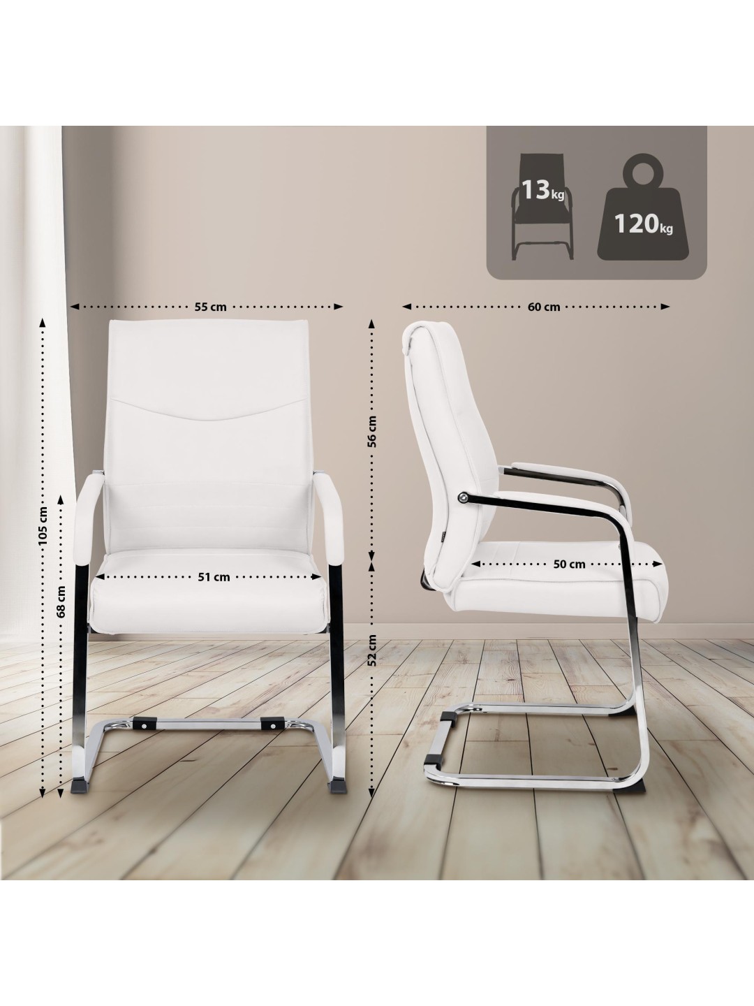 Silla de visita Hobart, blanco