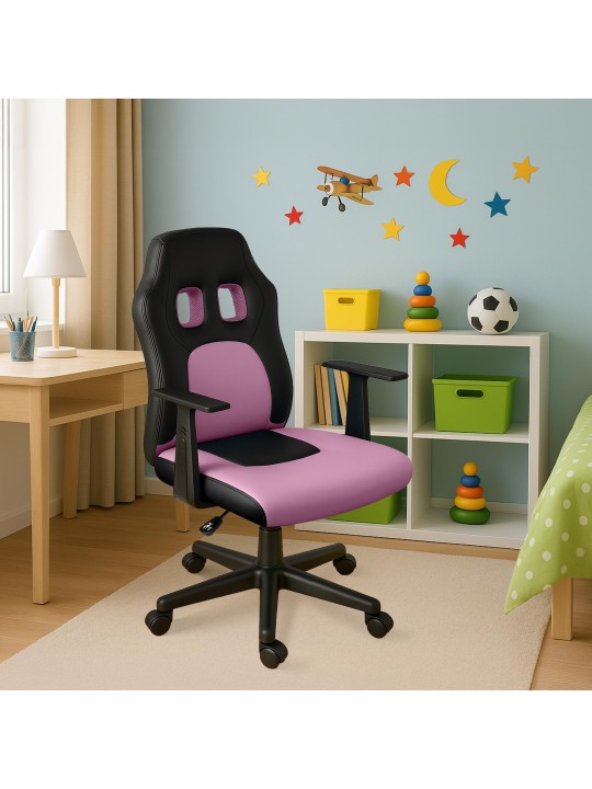 Diversión en silla de oficina para niños, negro/rosa