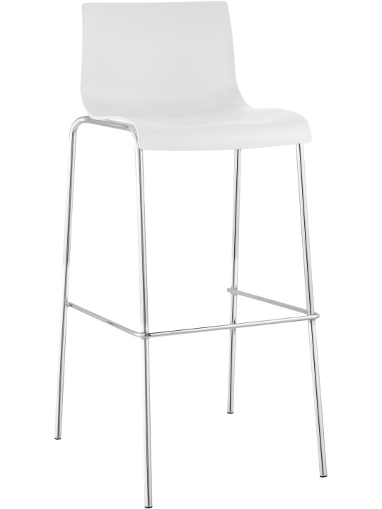 Taburete de bar Hoover cromado estructura de 4 pies, blanco