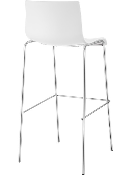 Taburete de bar Hoover cromado estructura de 4 pies, blanco
