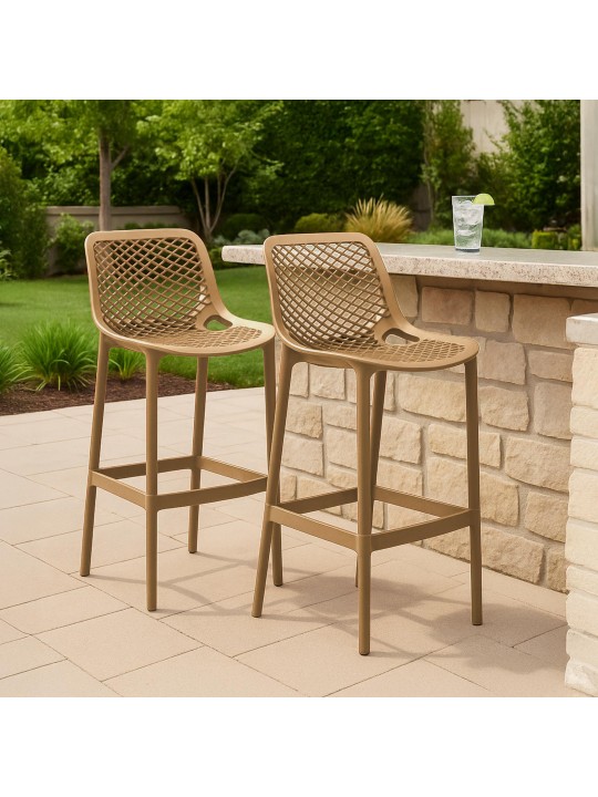 Juego de 2 taburetes de bar Air, color fango