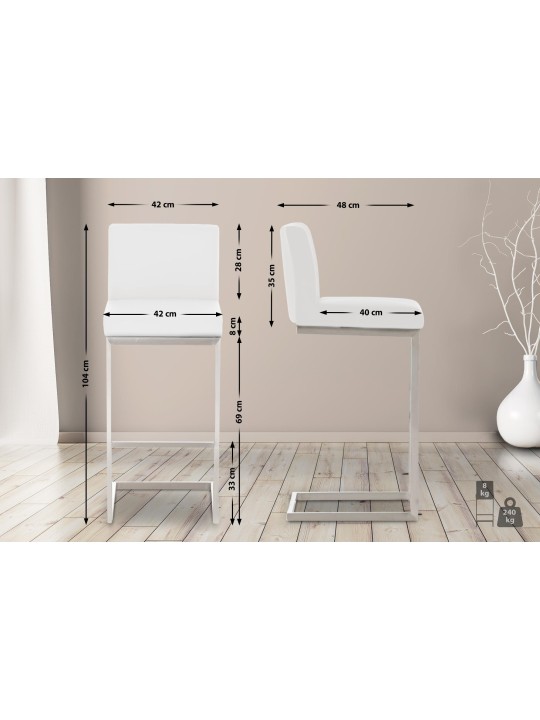 Juego de 2 taburetes de bar Paros de piel sintética, blanco