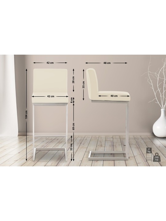 Juego de 2 taburetes de bar Paros de piel sintética, crema