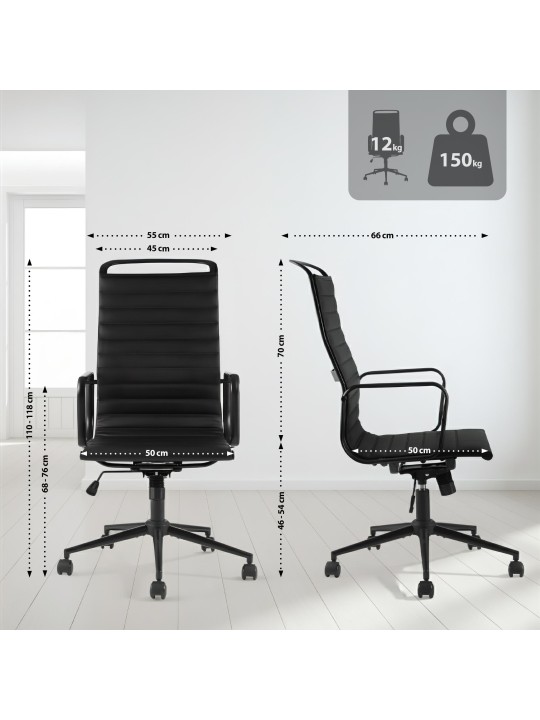 Silla de oficina Nelson piel sintética, negro