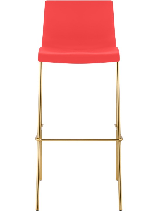 Juego de 2 taburetes de bar Hoover plástico 4 pies dorado, rojo