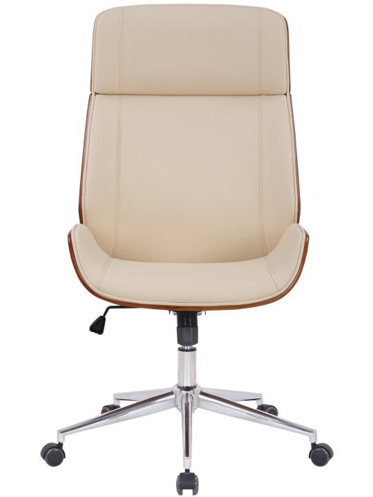 Silla de oficina Varel piel sintética, nogal/crema