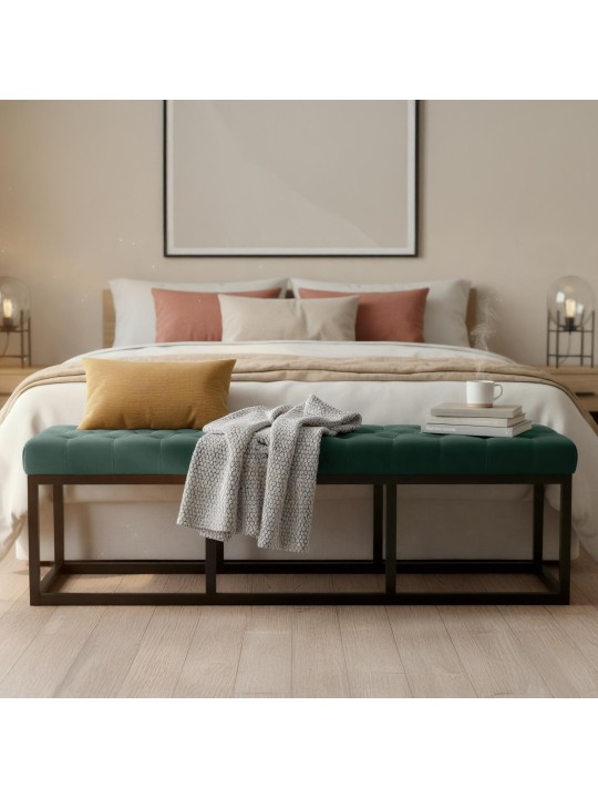 Banco Polson terciopelo 150 cm, verde