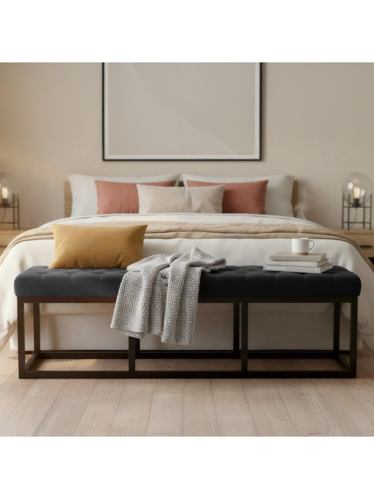 Banco Polson terciopelo 150 cm, negro Banco Polson terciopelo 150 cm, negro