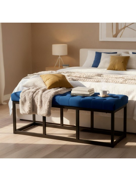 Banco Polson terciopelo 120 cm, azul Banco Polson terciopelo 120 cm, azul