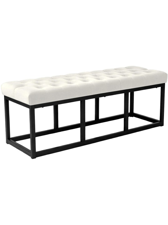 Banco Polson terciopelo 120 cm, crema