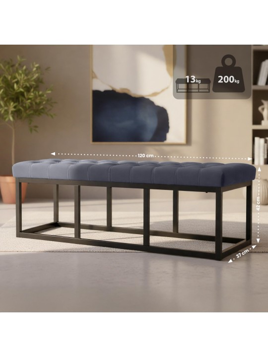 Banco Polson terciopelo 120 cm, gris